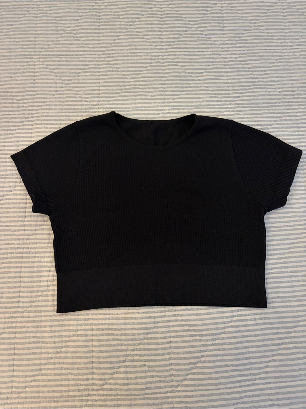 Garage Black Ribbed Crop Tee